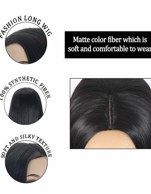 Load image into Gallery viewer, Morticia Long Straight Braided Wig Girls Middle Part Costume Holiday Party
