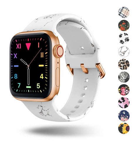 OIWZEF Silicone Band for Apple Watch 38-49mm Sport Strap Marble
