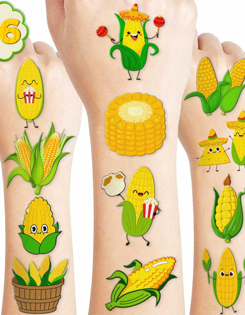 Load image into Gallery viewer, 96pcs Corn on the Cob Temporary Tattoos Party Favors Kids Classroom Prizes
