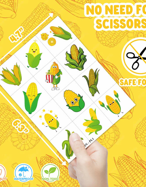 Load image into Gallery viewer, 96pcs Corn on the Cob Temporary Tattoos Party Favors Kids Classroom Prizes
