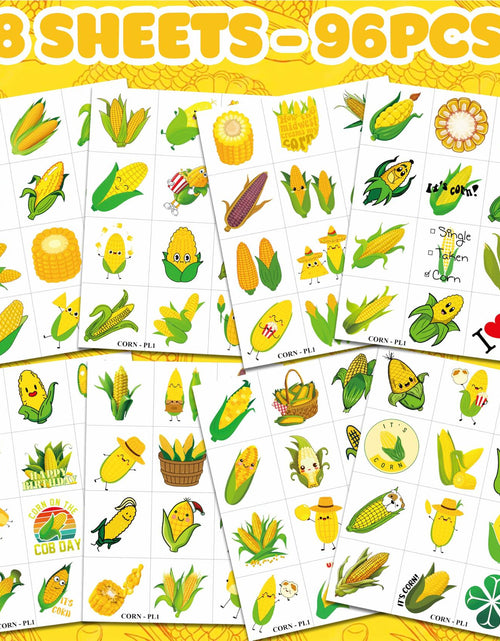 Load image into Gallery viewer, 96pcs Corn on the Cob Temporary Tattoos Party Favors Kids Classroom Prizes
