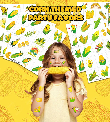 96pcs Corn on the Cob Temporary Tattoos Party Favors Kids Classroom Prizes