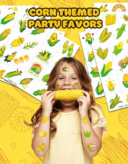 Load image into Gallery viewer, 96pcs Corn on the Cob Temporary Tattoos Party Favors Kids Classroom Prizes
