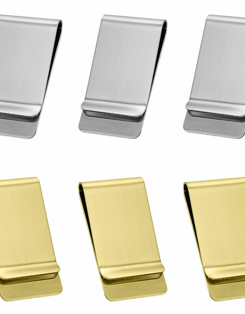 Load image into Gallery viewer, Qianyu Slim Money Clip 6 Pack Stainless Steel Cash Card Holder Gold Silver
