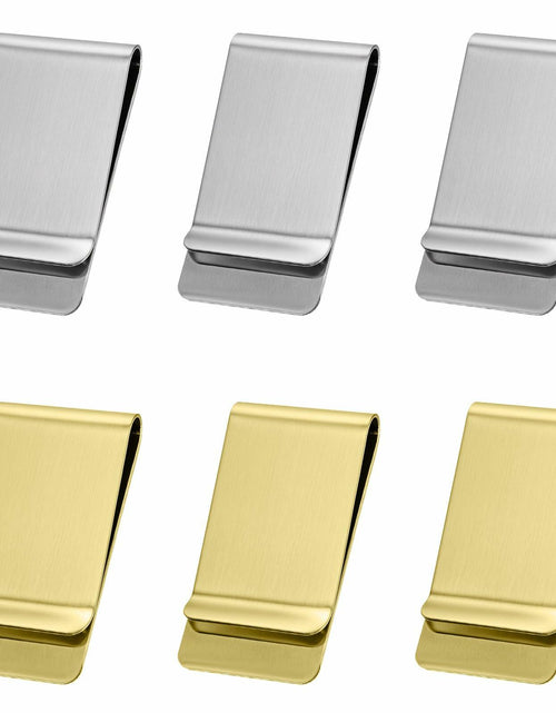 Load image into Gallery viewer, Qianyu Slim Money Clip 6 Pack Stainless Steel Cash Card Holder Gold Silver
