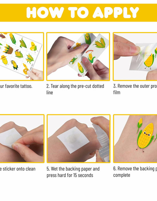 Load image into Gallery viewer, 96pcs Corn on the Cob Temporary Tattoos Party Favors Kids Classroom Prizes
