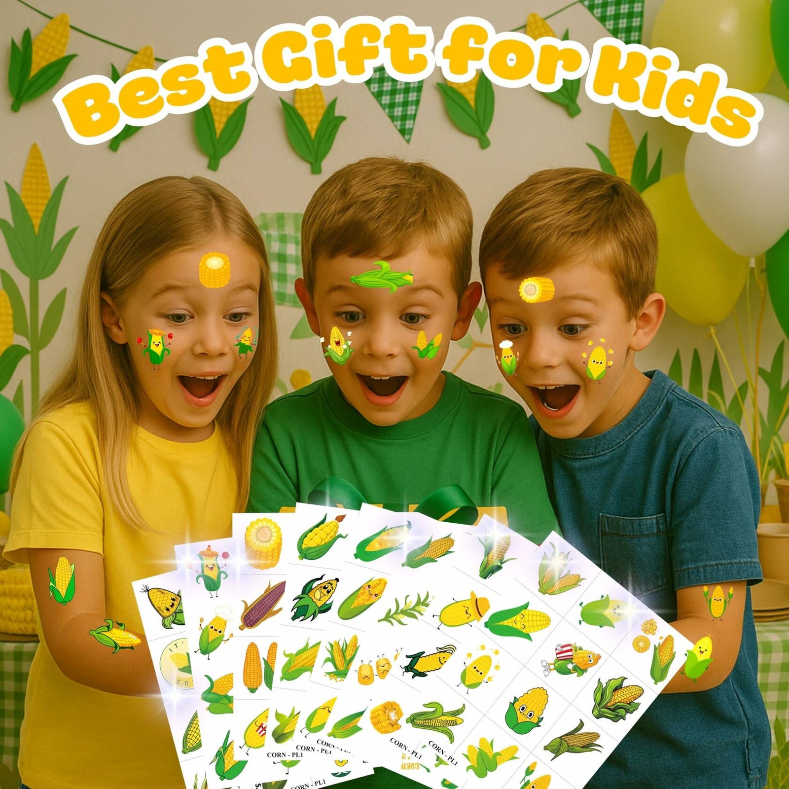96pcs Corn on the Cob Temporary Tattoos Party Favors Kids Classroom Prizes