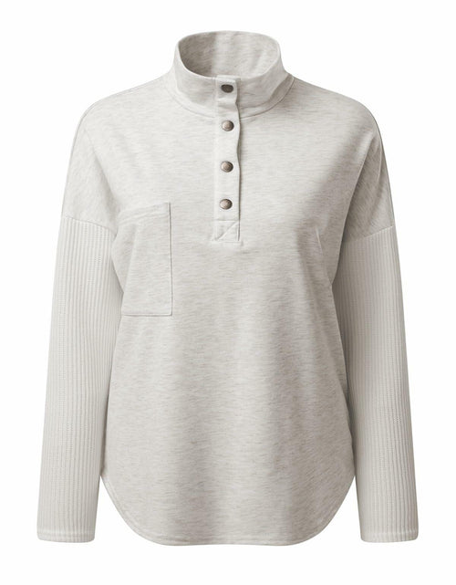 Load image into Gallery viewer, SHEWIN Women Oversized Button Up Sweatshirt Blue Size S
