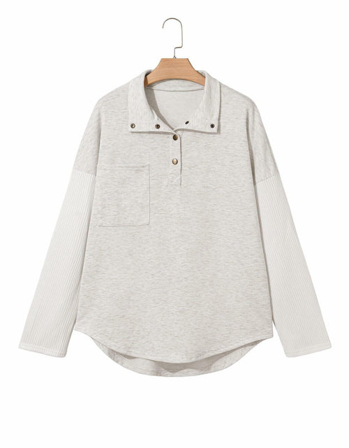 Load image into Gallery viewer, SHEWIN Women Oversized Button Up Sweatshirt Blue Size S
