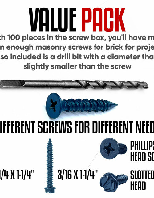 Load image into Gallery viewer, Grrrgooo 1/4 x 1-1/4 Concrete Screws Slotted Hex Washer Head 100pcs
