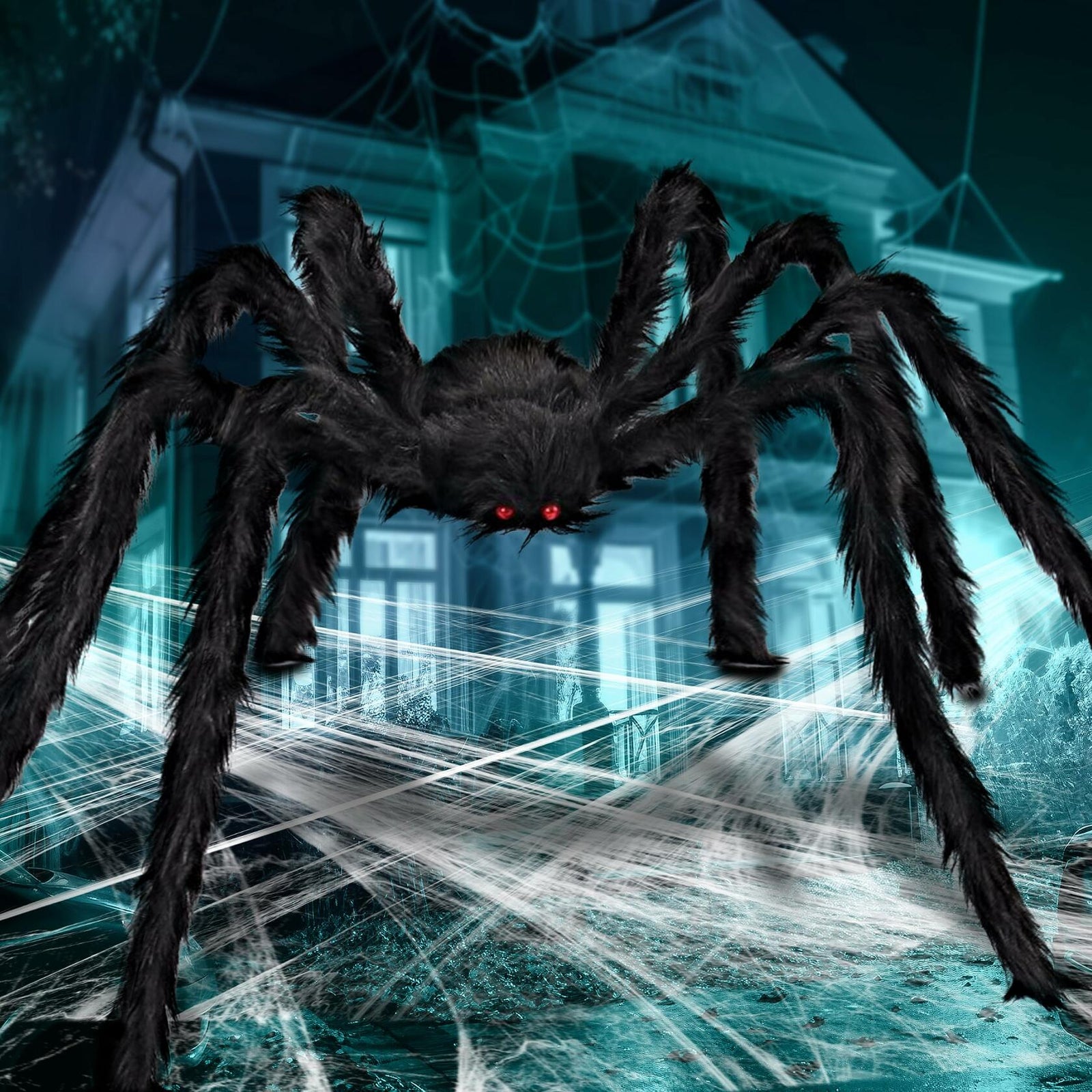 JOYIN 6.5ft Halloween Giant Spider Outdoor Yard Lawn Decoration Black