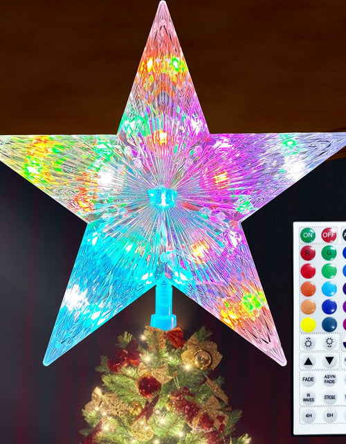 Load image into Gallery viewer, LED Christmas Tree Topper Star 9in Color Changing w/Remote USB Plug
