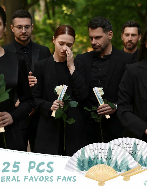 Load image into Gallery viewer, Threehoney 25pcs Funeral Memorial Folding Fans Sympathy Condolence Gifts
