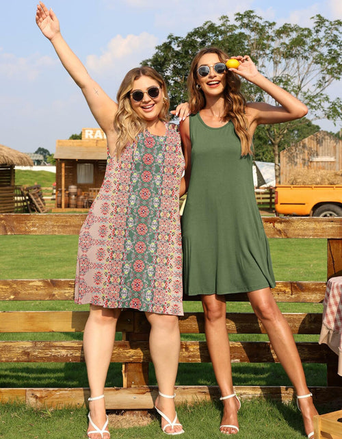 Load image into Gallery viewer, AUSELILY Women Sleeveless Floral Mini Dress Boho Pockets Red XL
