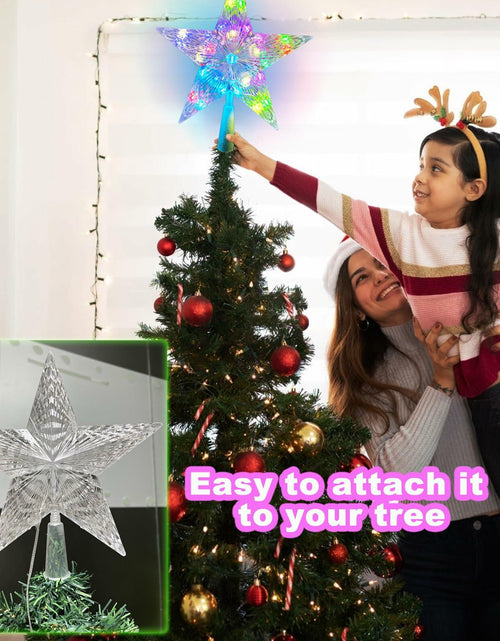 Load image into Gallery viewer, LED Christmas Tree Topper Star 9in Color Changing w/Remote USB Plug
