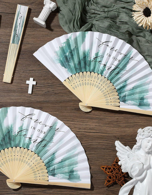 Load image into Gallery viewer, Threehoney 25pcs Funeral Memorial Folding Fans Sympathy Condolence Gifts
