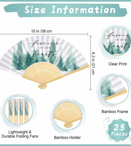 Threehoney 25pcs Funeral Memorial Folding Fans Sympathy Condolence Gifts