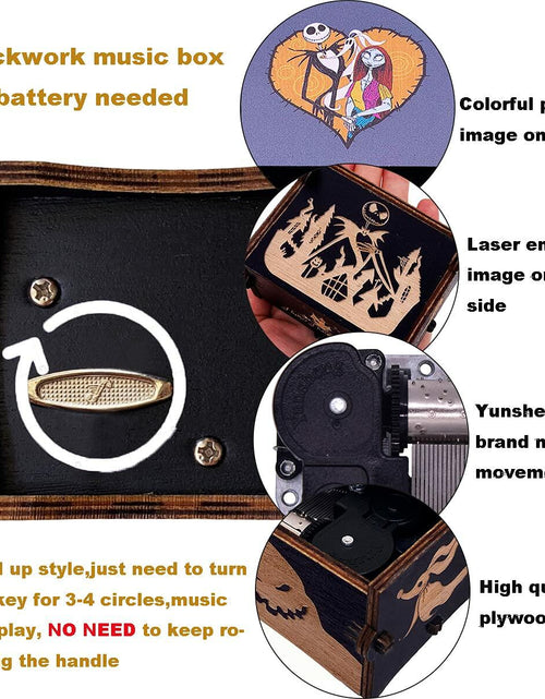 Load image into Gallery viewer, Wood Music Box Wind Up Laser Engraved Halloween Christmas Musical Gift

