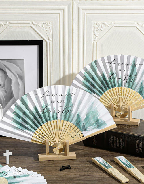 Load image into Gallery viewer, Threehoney 25pcs Funeral Memorial Folding Fans Sympathy Condolence Gifts

