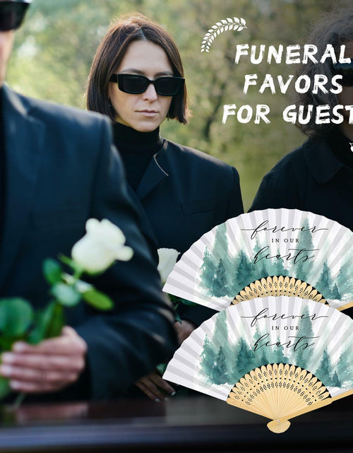 Load image into Gallery viewer, Threehoney 25pcs Funeral Memorial Folding Fans Sympathy Condolence Gifts
