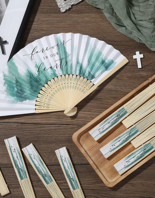 Load image into Gallery viewer, Threehoney 25pcs Funeral Memorial Folding Fans Sympathy Condolence Gifts
