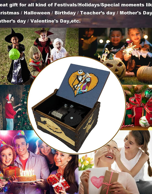 Load image into Gallery viewer, Wood Music Box Wind Up Laser Engraved Halloween Christmas Musical Gift

