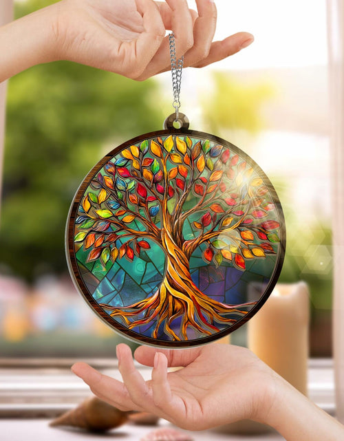 Load image into Gallery viewer, AVERXO Tree of Life Viking Suncatcher Window Hanging Decor 6in Open Box

