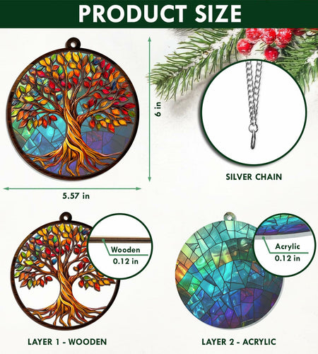 AVERXO Tree of Life Viking Suncatcher Window Hanging Decor 6in Open Box