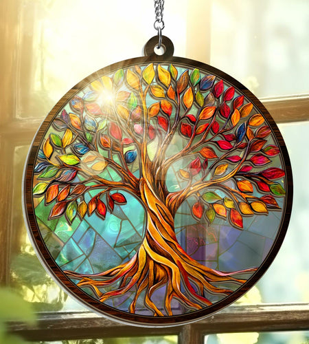 AVERXO Tree of Life Viking Suncatcher Window Hanging Decor 6in Open Box