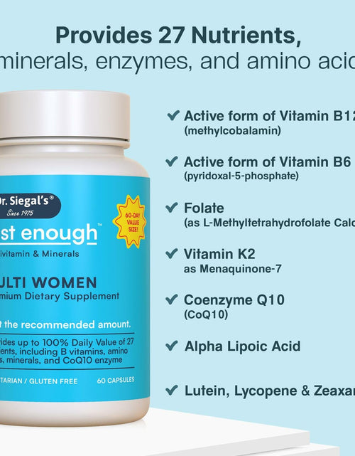 Load image into Gallery viewer, BestBy12/25 Dr. Siegal's Just Enough Women's Multivitamin 60 Caps
