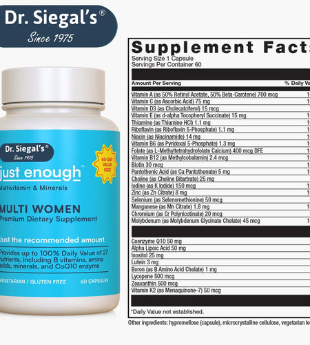 BestBy12/25 Dr. Siegal's Just Enough Women's Multivitamin 60 Caps