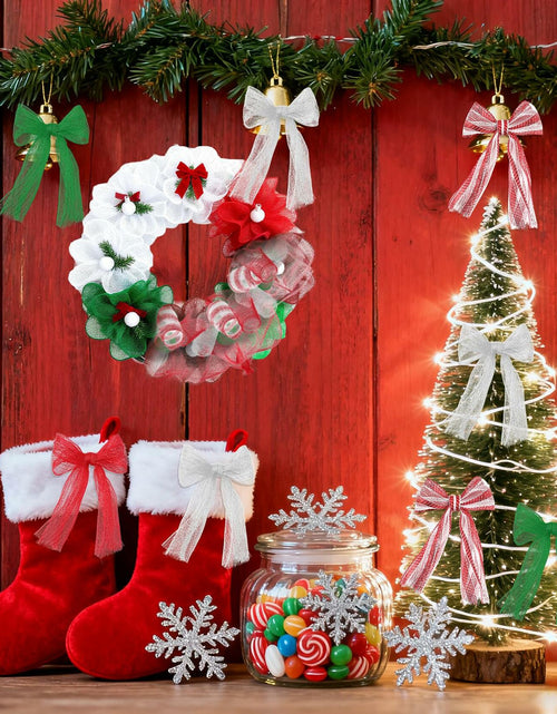 Load image into Gallery viewer, Funactu Metallic Mesh Ribbon 10in x 30ft Red Foil Christmas Decor
