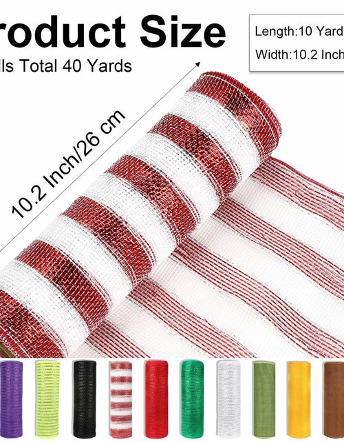 Load image into Gallery viewer, Funactu Metallic Mesh Ribbon 10in x 30ft Red Foil Christmas Decor
