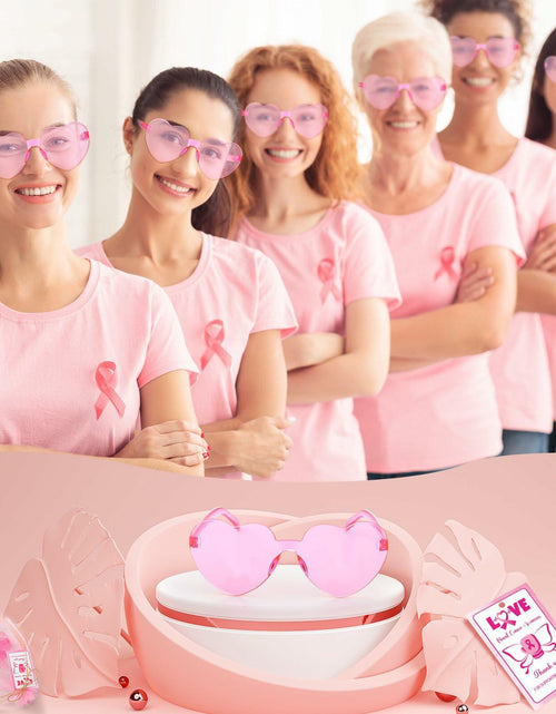 Load image into Gallery viewer, Tellegloww 24pcs Pink Heart Sunglasses Breast Cancer Awareness Gifts
