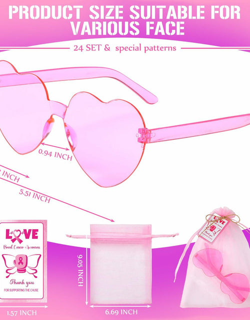 Load image into Gallery viewer, Tellegloww 24pcs Pink Heart Sunglasses Breast Cancer Awareness Gifts
