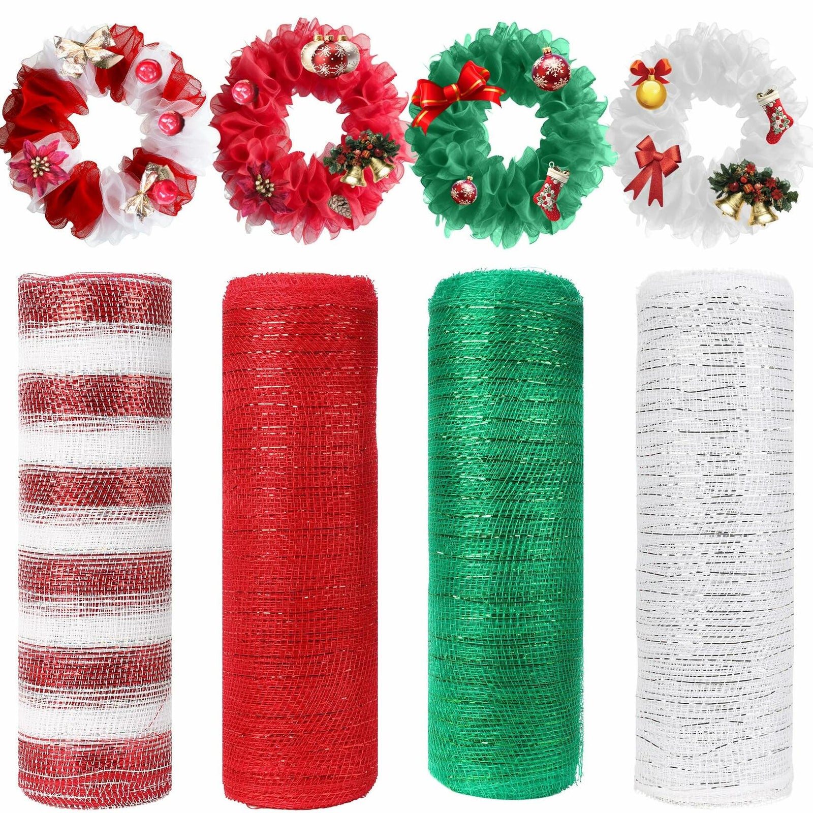 Funactu Metallic Mesh Ribbon 10in x 30ft Red Foil Christmas Decor
