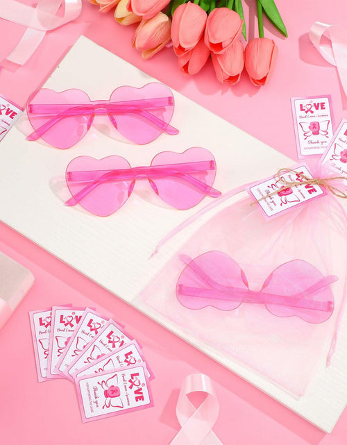 Load image into Gallery viewer, Tellegloww 24pcs Pink Heart Sunglasses Breast Cancer Awareness Gifts
