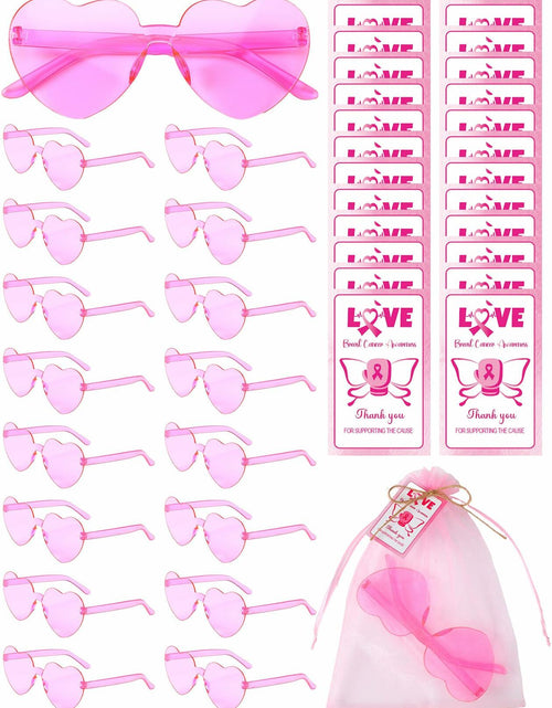 Load image into Gallery viewer, Tellegloww 24pcs Pink Heart Sunglasses Breast Cancer Awareness Gifts
