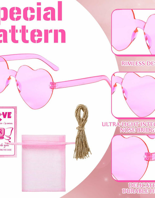 Load image into Gallery viewer, Tellegloww 24pcs Pink Heart Sunglasses Breast Cancer Awareness Gifts
