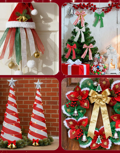 Load image into Gallery viewer, Funactu Metallic Mesh Ribbon 10in x 30ft Red Foil Christmas Decor
