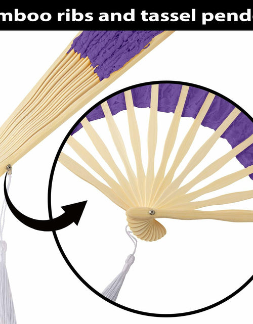 Load image into Gallery viewer, TopTie Dark Blue Lace Folding Fan Bamboo Hand Fan with Tassel
