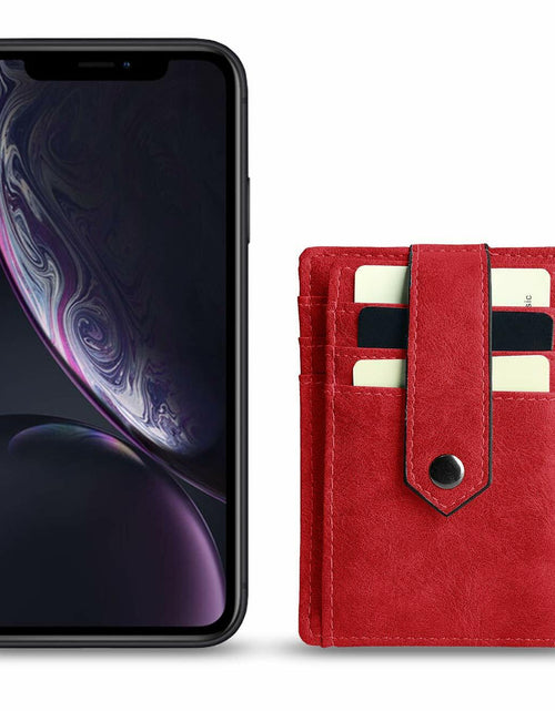 Load image into Gallery viewer, AOXONEL RFID Leather Keychain Wallet Credit Card Holder Coin Purse Red
