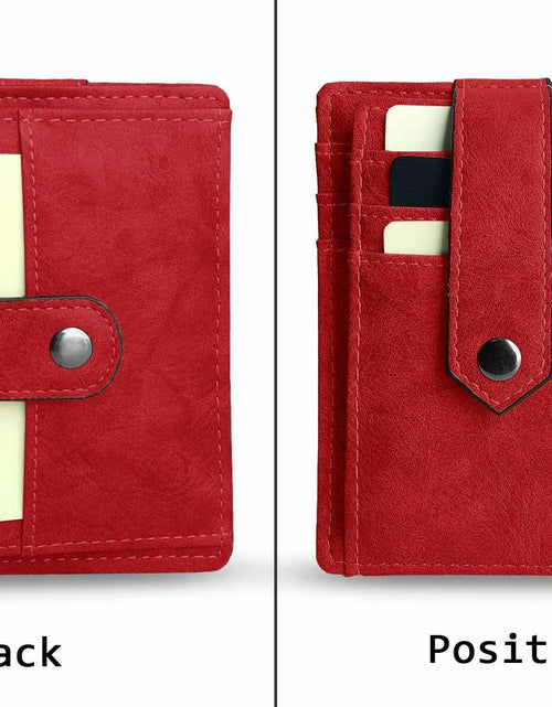 Load image into Gallery viewer, AOXONEL RFID Leather Keychain Wallet Credit Card Holder Coin Purse Red
