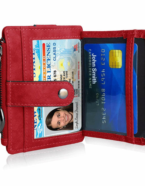 Load image into Gallery viewer, AOXONEL RFID Leather Keychain Wallet Credit Card Holder Coin Purse Red
