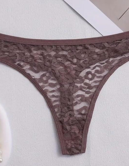 Load image into Gallery viewer, SOLY HUX Women Lace Sheer Thong Panties 3 Pack Low Rise Multicolor L
