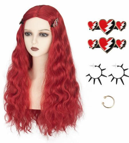 Miss U Hair Long Wavy Red Wig Women Middle Part Hair Clips Cosplay Halloween