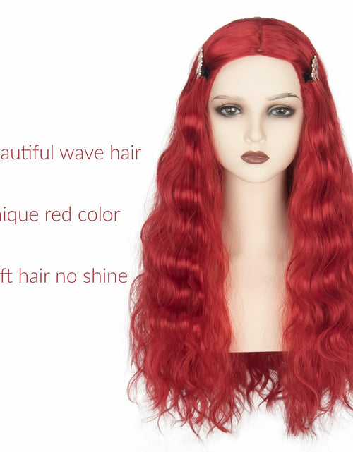 Load image into Gallery viewer, Miss U Hair Long Wavy Red Wig Women Middle Part Hair Clips Cosplay Halloween
