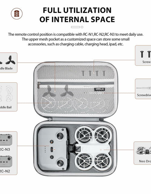 Load image into Gallery viewer, LiweiNova Portable PU Leather Case for DJI Neo Fly More Combo Black
