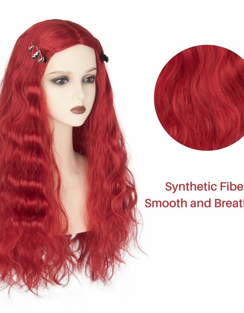 Load image into Gallery viewer, Miss U Hair Long Wavy Red Wig Women Middle Part Hair Clips Cosplay Halloween
