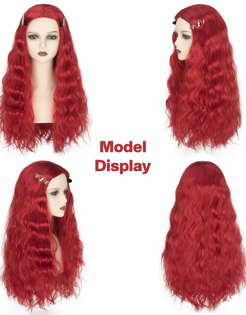 Load image into Gallery viewer, Miss U Hair Long Wavy Red Wig Women Middle Part Hair Clips Cosplay Halloween
